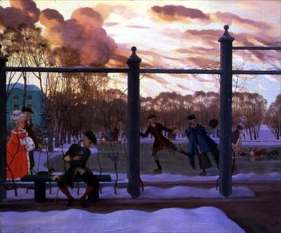 Eislaufbahn im Winter von Konstantin Andreevic Somov