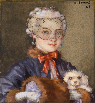 Dame mit einem Hund, 1928 von Konstantin Somov
