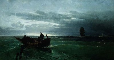 Figuren in einem Ruderboot vor der Küste von Konstantinos Bolanchi