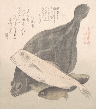 Flunder und andere Fische, 19. Jahrhundert von Kubo Shunman