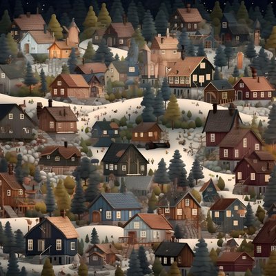 Bild von Häusern im Cartoon-Stil von Kurt Heppke