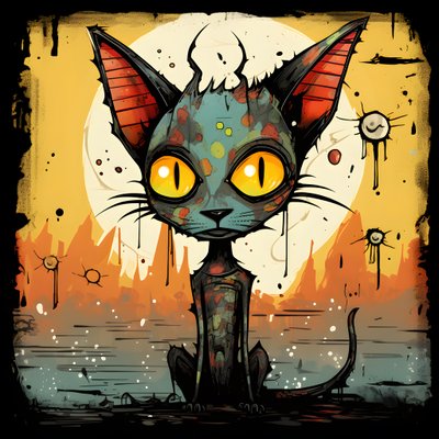 Cartoon skurrile Sphinx-Katze 3 von Kurt Heppke