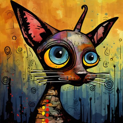 Cartoon skurrile Sphinx-Katze 4 von Kurt Heppke