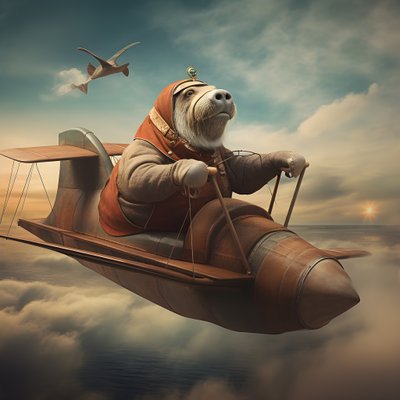 Ein Walross fliegt ein Flugzeug 1 von Kurt Heppke