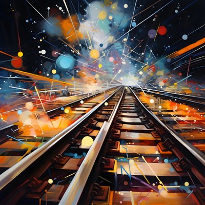 Abstraktes Gemälde voller Phantasie, Schienenfotografie 2 von Kurt Heppke