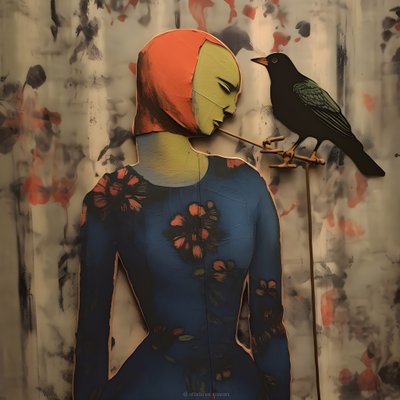Holzpuppe und Vogel von Kurt Heppke