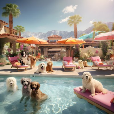 Hunde-Poolparty in Palm Springs 3 von Kurt Heppke