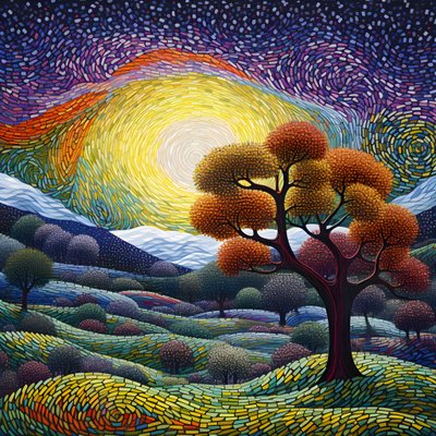 Landschaft mit Bäumen und Hügeln von Kurt Heppke