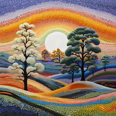 Landschaft mit Bäumen und Hügeln von Kurt Heppke