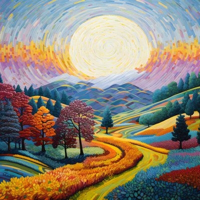 Landschaft mit Bäumen und Hügeln von Kurt Heppke