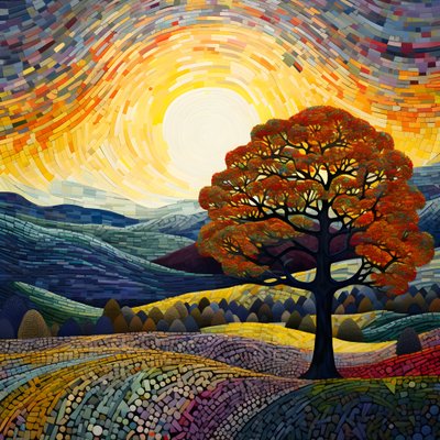 Landschaft mit Bäumen und Hügeln von Kurt Heppke