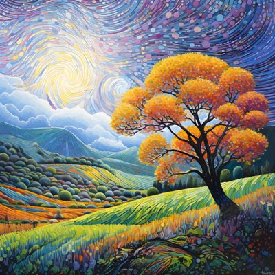 Landschaft mit Bäumen und Hügeln von Kurt Heppke