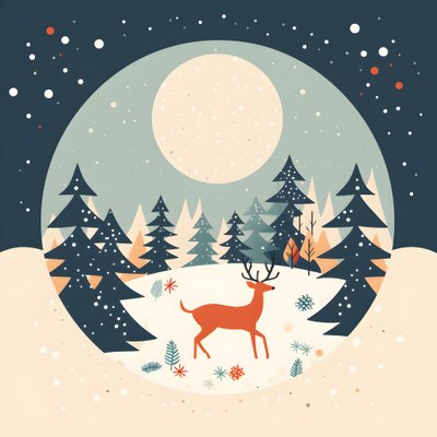 Weihnachtspostkarte im Stil der 60er Jahre von Kurt Heppke