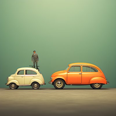 ein großes und ein kleines Auto von Kurt Heppke
