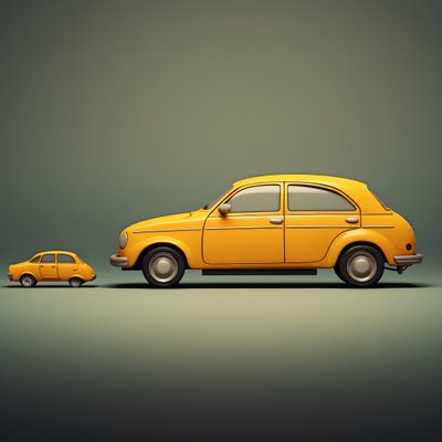 ein großes und ein kleines Auto von Kurt Heppke
