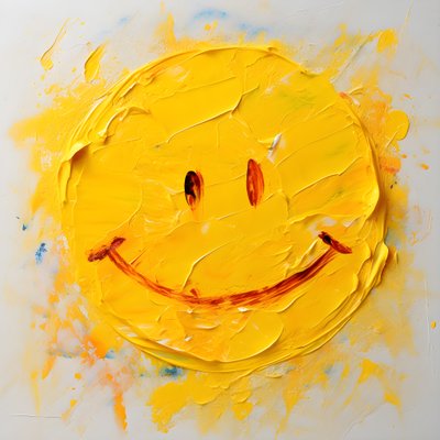 Gelbes Smiley-Gesicht in Impasto gemalt von Kurt Heppke
