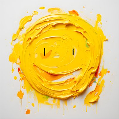 Gelbes Smiley-Gesicht in Impasto gemalt von Kurt Heppke