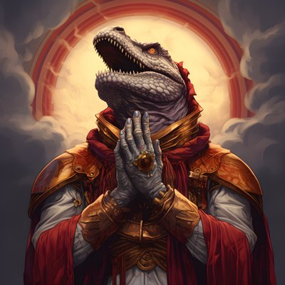 Killer Queen betender T-Rex 4 von Kurt Heppke