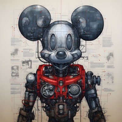 Technische Zeichnungen von Cyberpunk Mickey Mouse 1 von Kurt Heppke