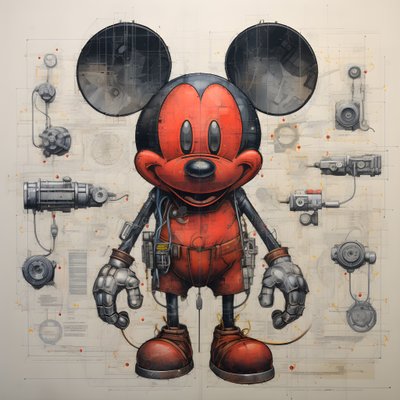 Technische Zeichnungen von Cyberpunk Mickey Mouse 2 von Kurt Heppke
