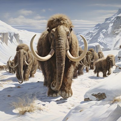 Wollmammut-Herde in der Tundra 1 von Kurt Heppke