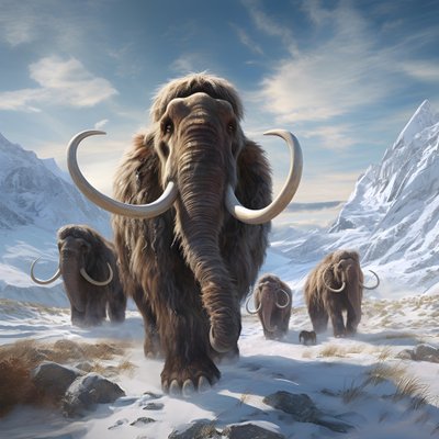 Wollmammut-Herde in der Tundra von Kurt Heppke
