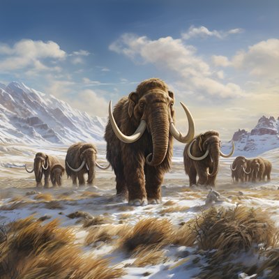 Wollmammut-Herde in der Tundra von Kurt Heppke