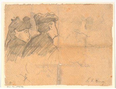 Profilstudie von zwei Frauenköpfen mit Hut von Laurits Andersen Ring