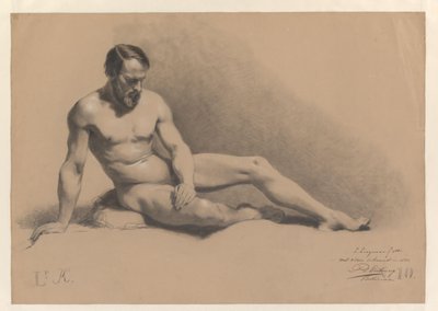 Sitzender männlicher Akt von Lambertus Lingeman