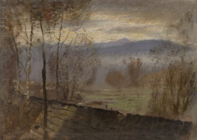 Abendlandschaft mit Fluss, ca. 1880 von Laszlo Mednyanszky
