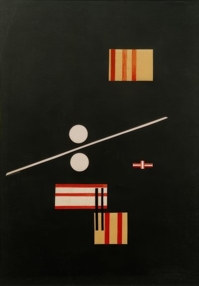 Collage auf schwarzem Grund von Laszlo Moholy Nagy