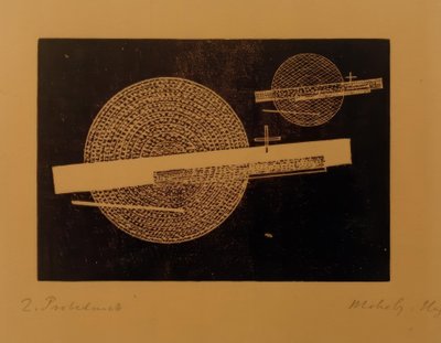 Ohne Titel (Zwei Kreise mit Balken) von Laszlo Moholy Nagy