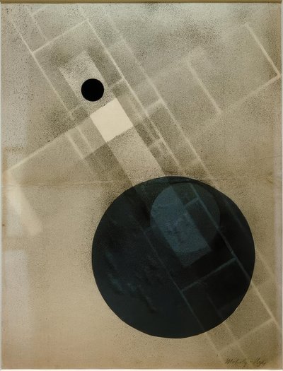 Sprayfarbe mit blauem Kreis von Laszlo Moholy Nagy