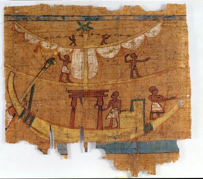 Einschiffung auf einem Fluss (Papyrus) von Late Period Egyptian