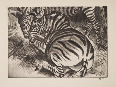 Zebras, veröffentlicht 1930 von Laura Knight
