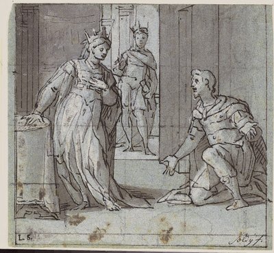 Haman fleht Esther um sein Leben an von Lazzaro Tavarone