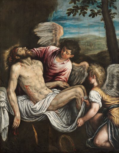 Der tote Christus mit Engeln von Leandro Bassano