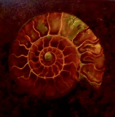 Rote/Goldene Ammonit, 2020 von Lee Campbell