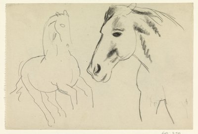 Galoppierendes Pferd und Pferdekopf von Leo Gestel