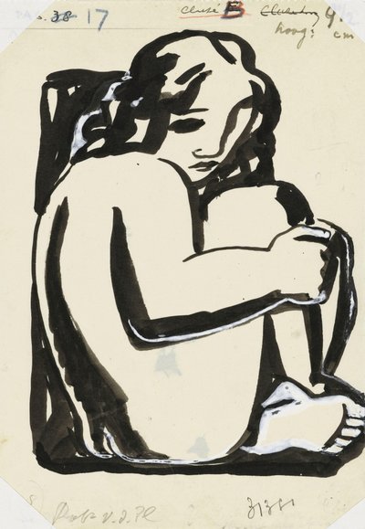Nackte sitzende Frau mit angezogenen Knien (Skizze) von Leo Gestel