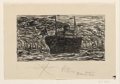 Schiff fährt in den Hafen von London ein von Leo Gestel