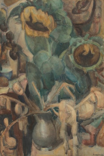 Stillleben mit Sonnenblumen in einer Vase von Leo Gestel