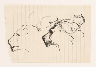 Studienblatt mit Löwenköpfen von Leo Gestel