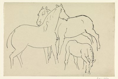 Zwei Pferde und ein Fohlen von Leo Gestel