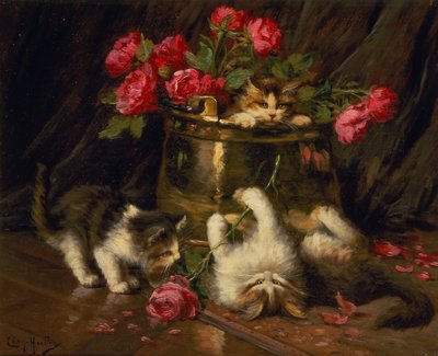 Verspielte Kätzchen von Leon Charles Huber