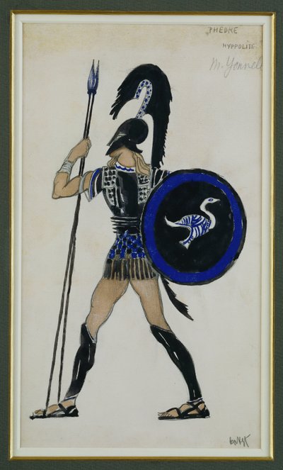 Kostümentwurf für Hippolitus aus „Phaedre“ von Leon Bakst