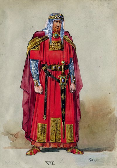 Mittelalterlicher Prinz. Kostümentwurf von Leon Bakst