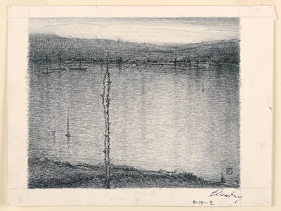 Blick über einen Fluss von Leon Dabo
