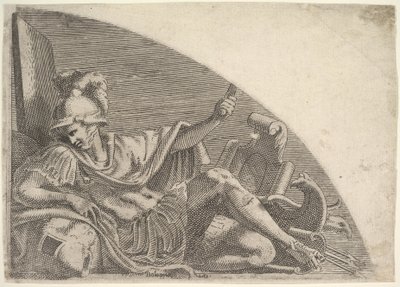Mars sitzt zwischen Trophäen, 1540-1556 von Leon Davent