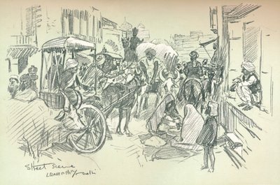 Eine Straßenszene in Delhi von Leonard Raven Hill